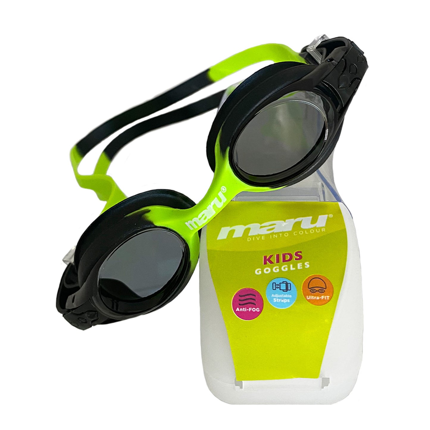 Maru Sprite Anti-Fog Junior Swim Goggles - Black and Green