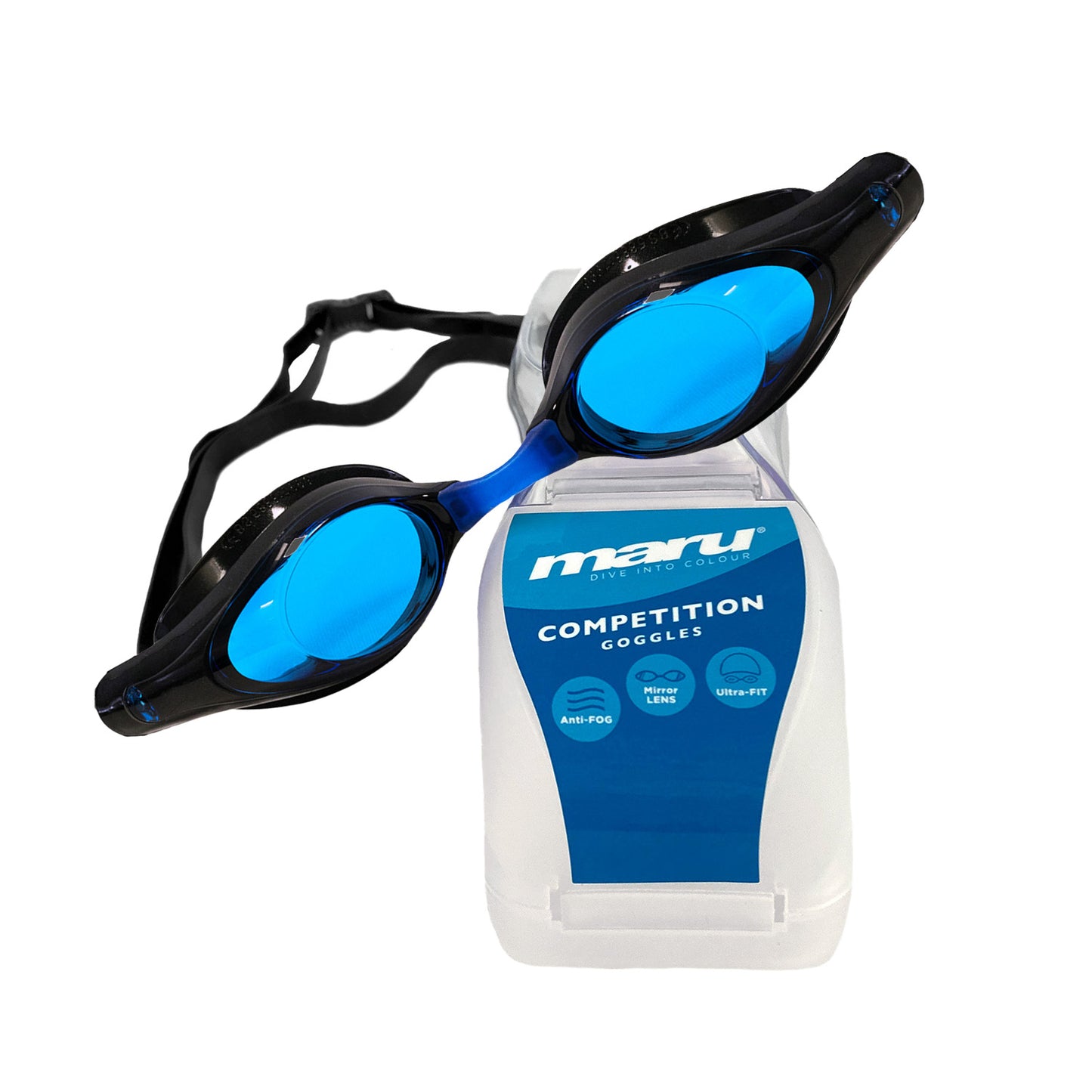 Maru Swift Swim Goggles, Anti-Fog, UV Protection, Black and Blue