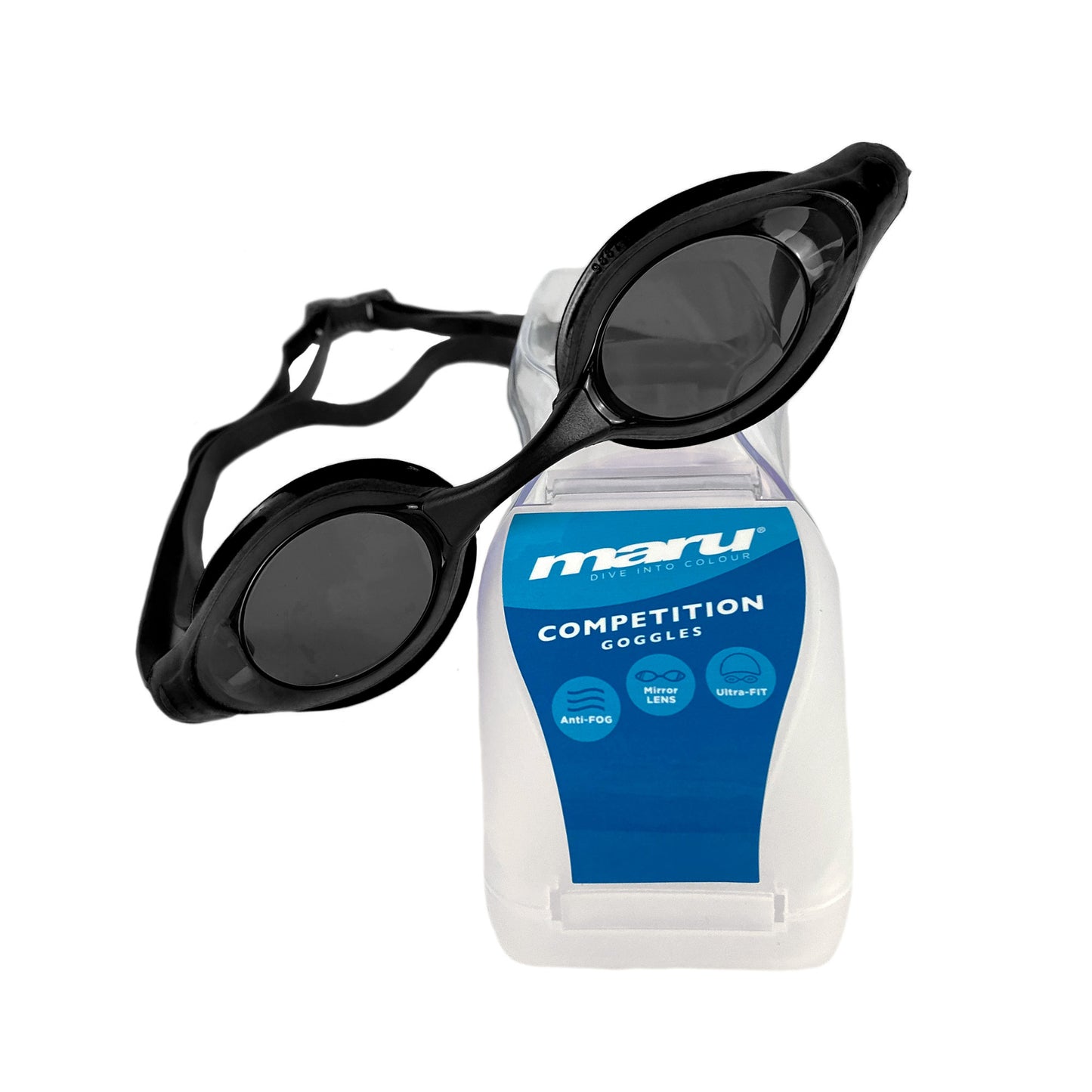 Maru Swift Swim Goggles, Anti-Fog, UV Protection, Black