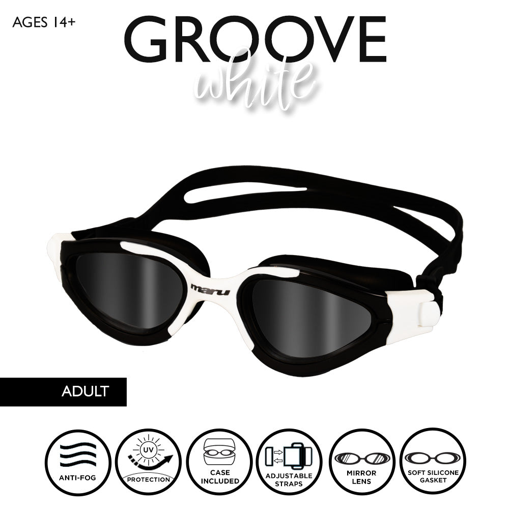 Maru Groove Polarised Mirror Anti Fog Adult Swim Goggles - Black & White