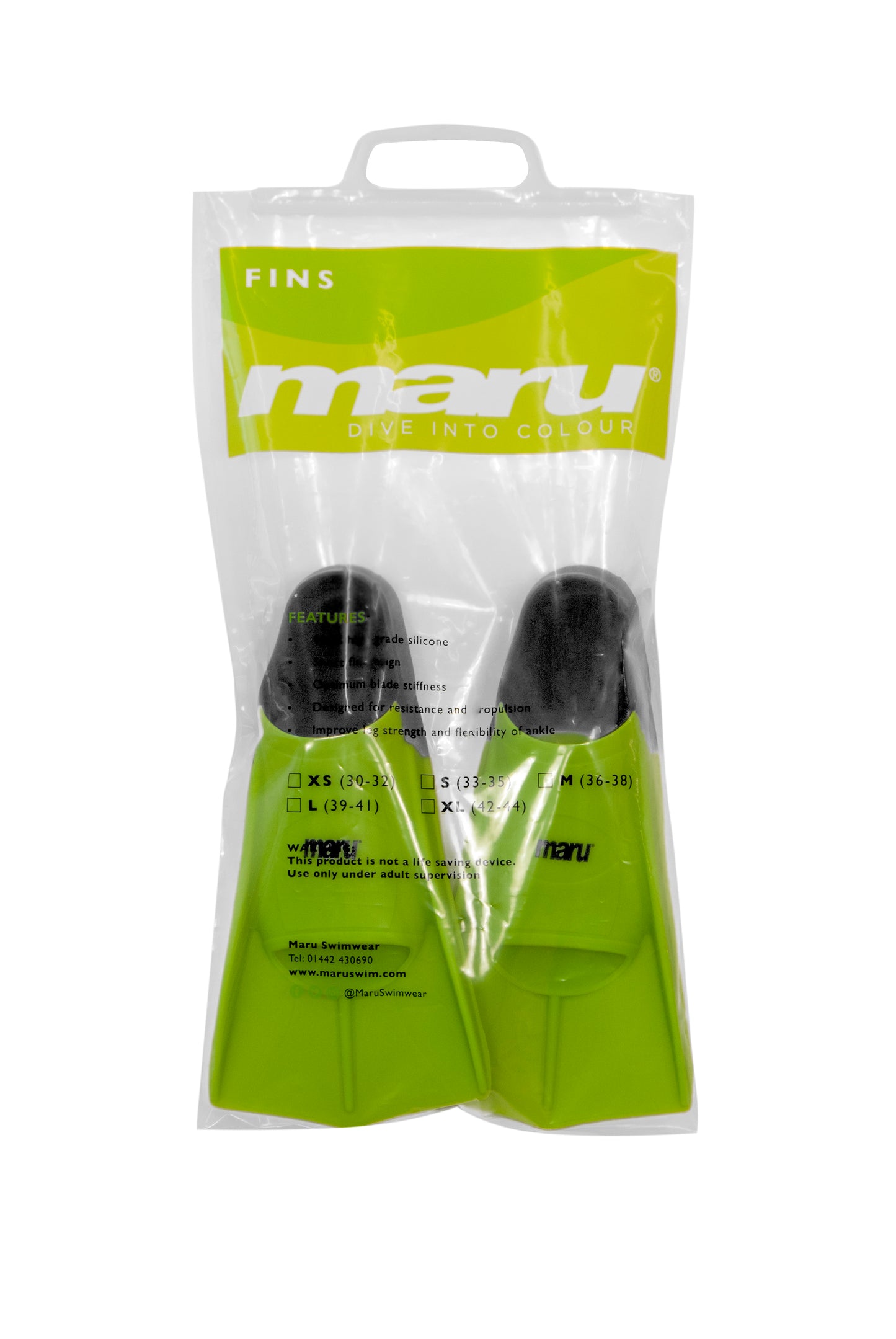 Maru Swim Training Fins - Neon Lime/Black