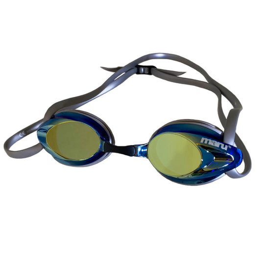 Maru Pulse Mirror Anti-Fog Adult Swim Goggles - Silver, Blue and Gold