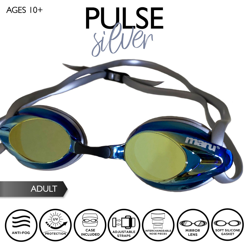 Lunettes de protection antibuée Pulse Mirror pour adultes - Argent, bleu et or