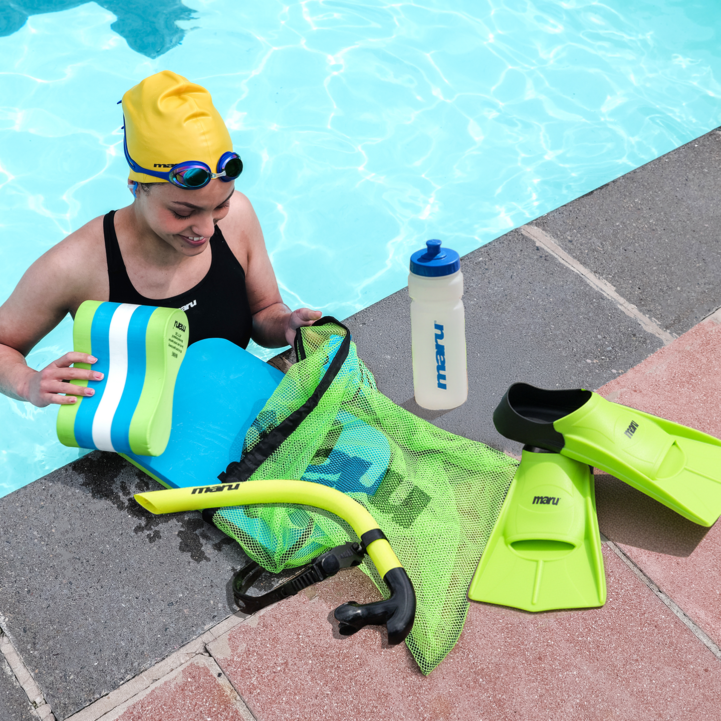 Maru Performance Bundle - Training Fins, Kickboard, Pull Buoy, Front Snorkel & Hand Paddles + FREE BAG AND WATER BOTTLE!