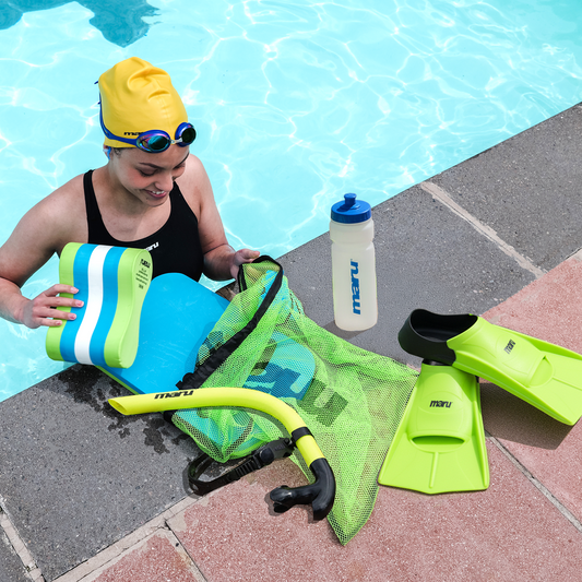 Maru Performance Bundle - Training Fins, Kickboard, Pull Buoy, Front Snorkel & Hand Paddles + FREE BAG AND WATER BOTTLE!
