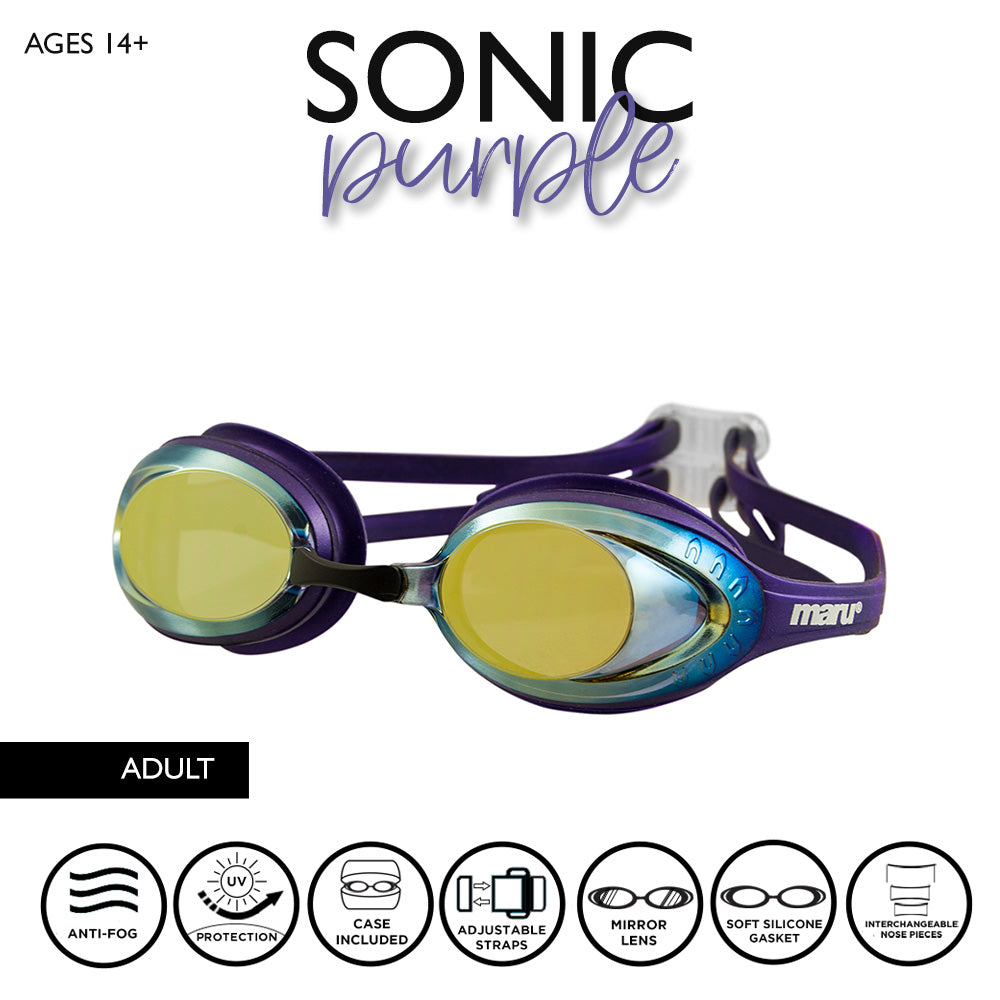 Lunettes de protection antibuée Sonic Mirror pour adultes - Violet, bleu et or