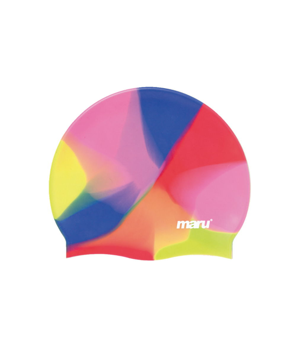 Bonnet de bain en silicone - Rose, bleu et rouge