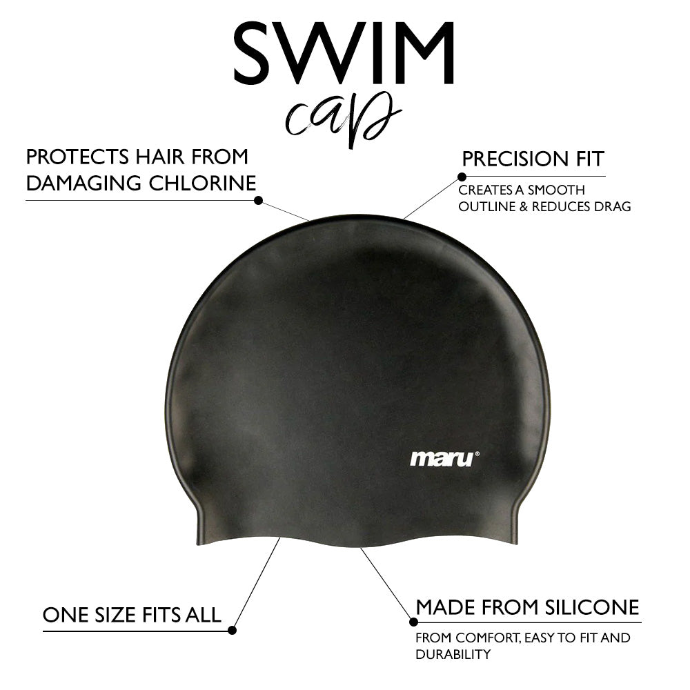 Bonnet de bain en silicone - Noir