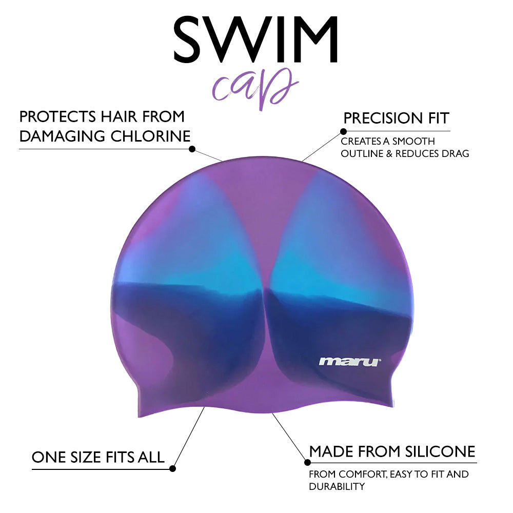Silicone Swim Cap - Purple and Blue