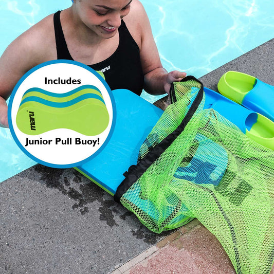 Maru Juniors (u11) Power Bundle - Kickboard, Training Fins, Pull Buoy + FREE BAG!