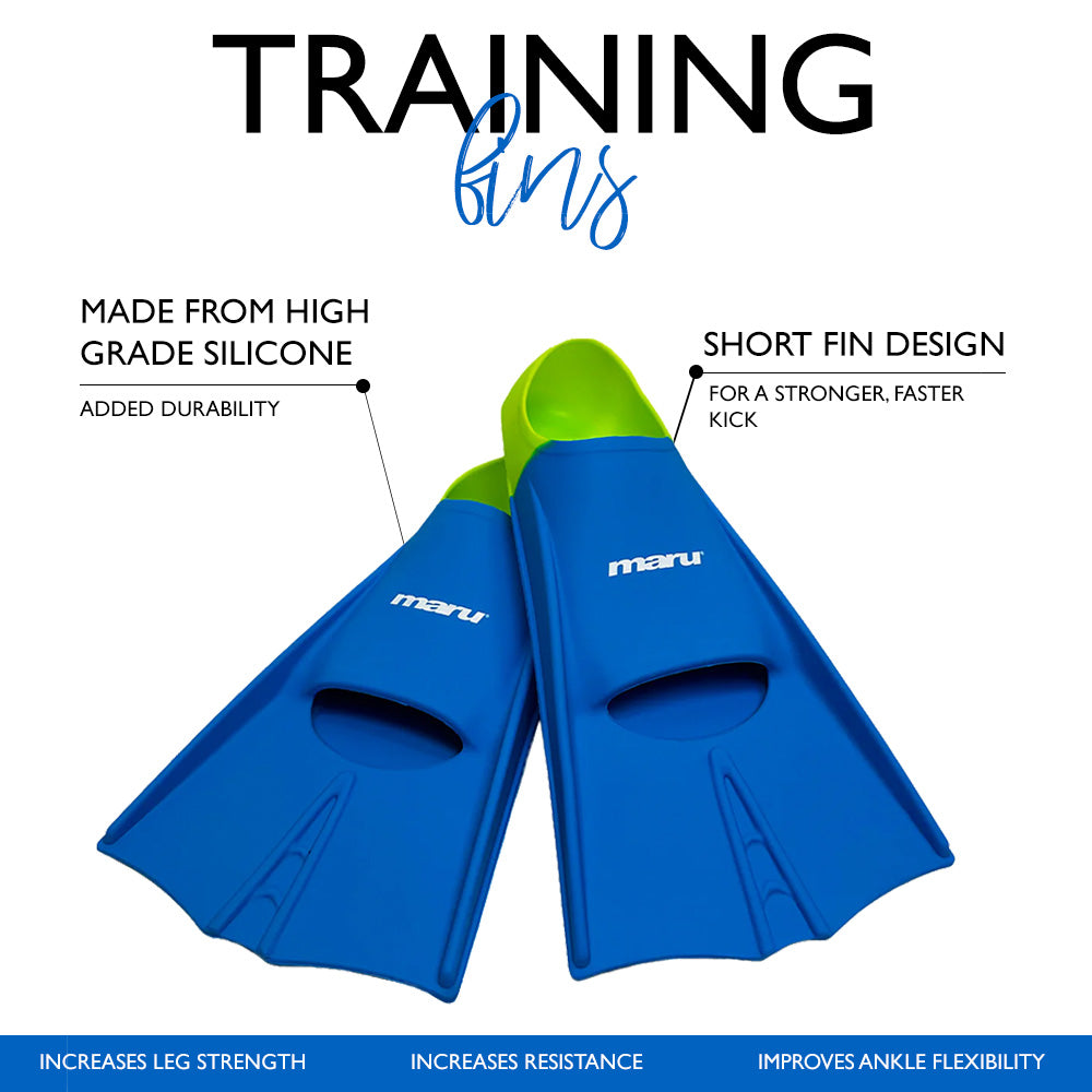 Maru Swim Training Fins - Blue and Lime
