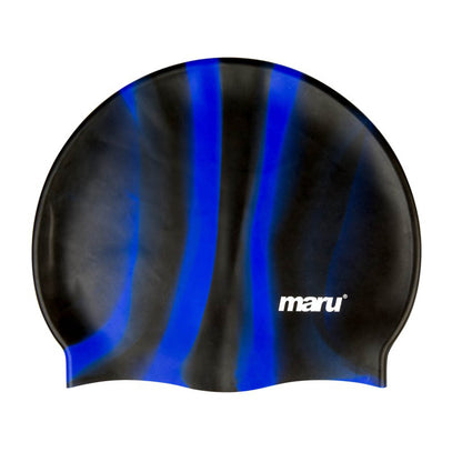 Silicone Swim Cap - Black and Blue