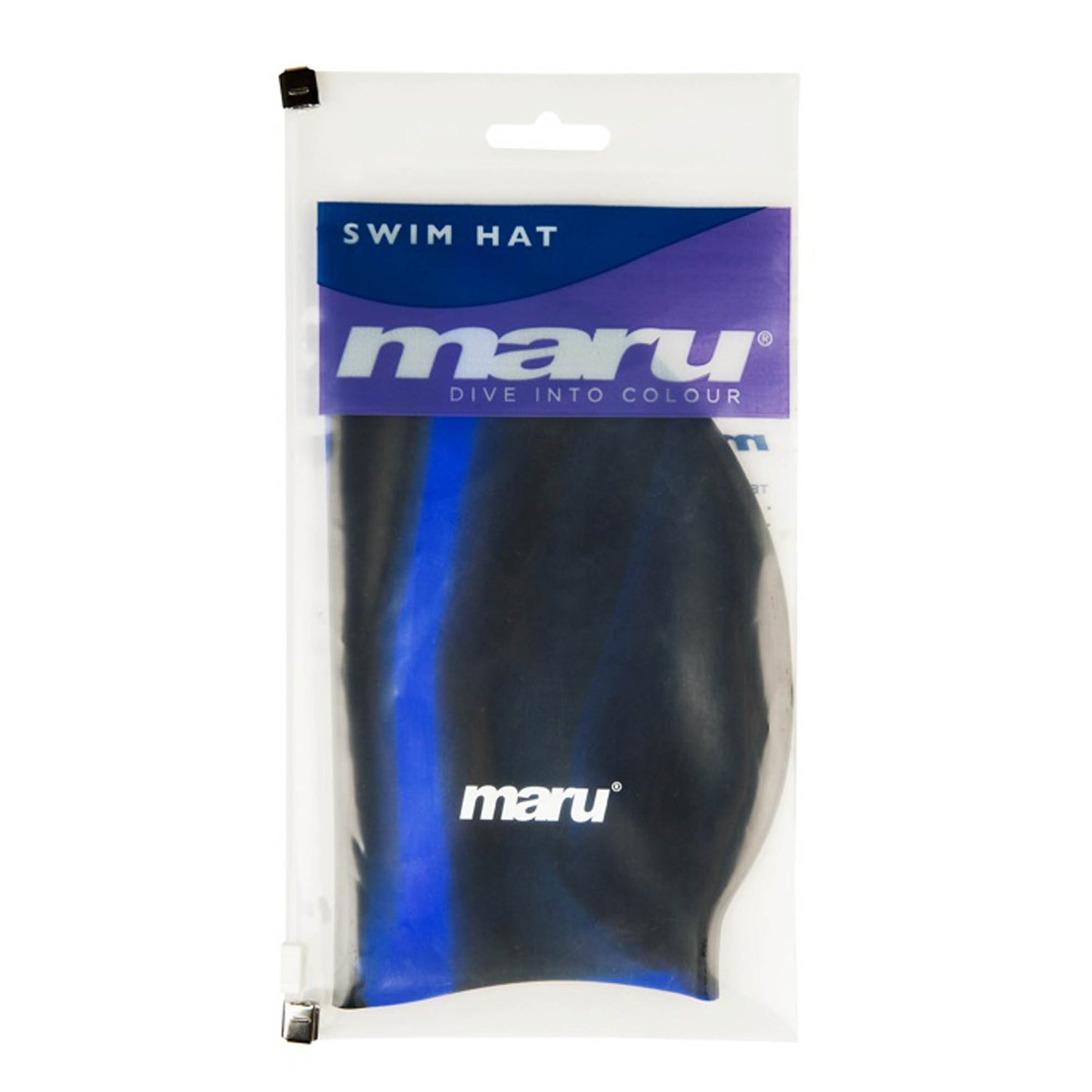 Silicone Swim Cap - Black and Blue