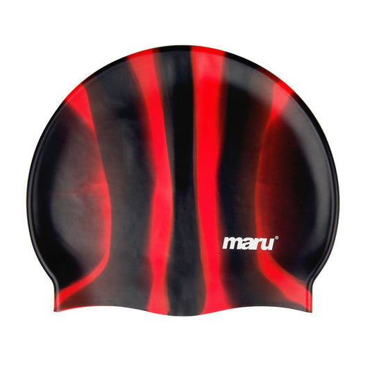 Silicone Swim Cap - Black and Red