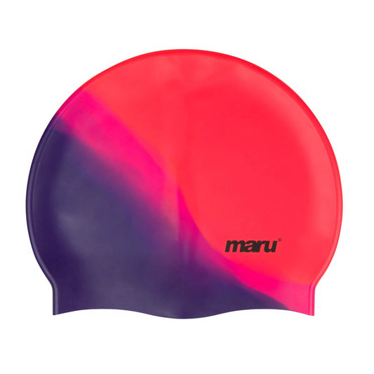 Silicone Swim Cap - Red, Pink and Purple