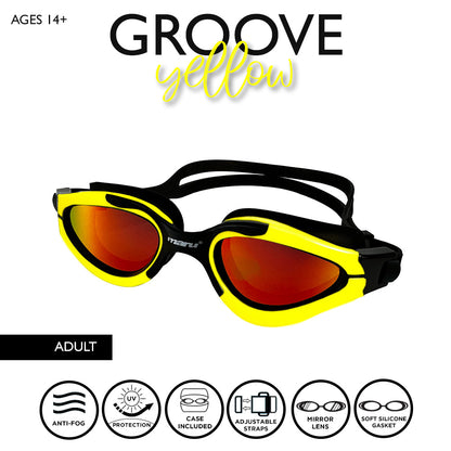 Maru Groove Polarised Mirror Anti Fog Adult Swim Goggles - Yellow & Black
