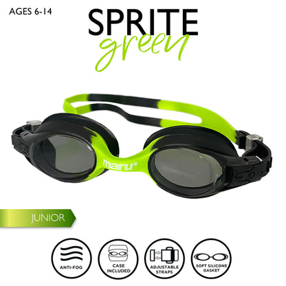 Maru Sprite Anti-Fog Junior Swim Goggles - Black and Green