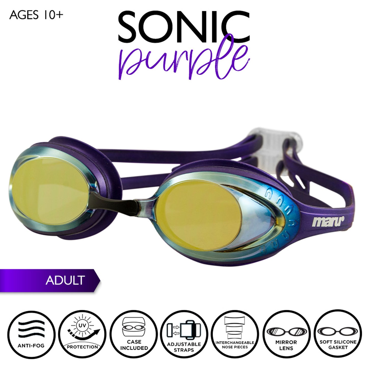 Maru Sonic Mirror Anti-Fog Adult Swim Goggles - Purple, Blue and Gold