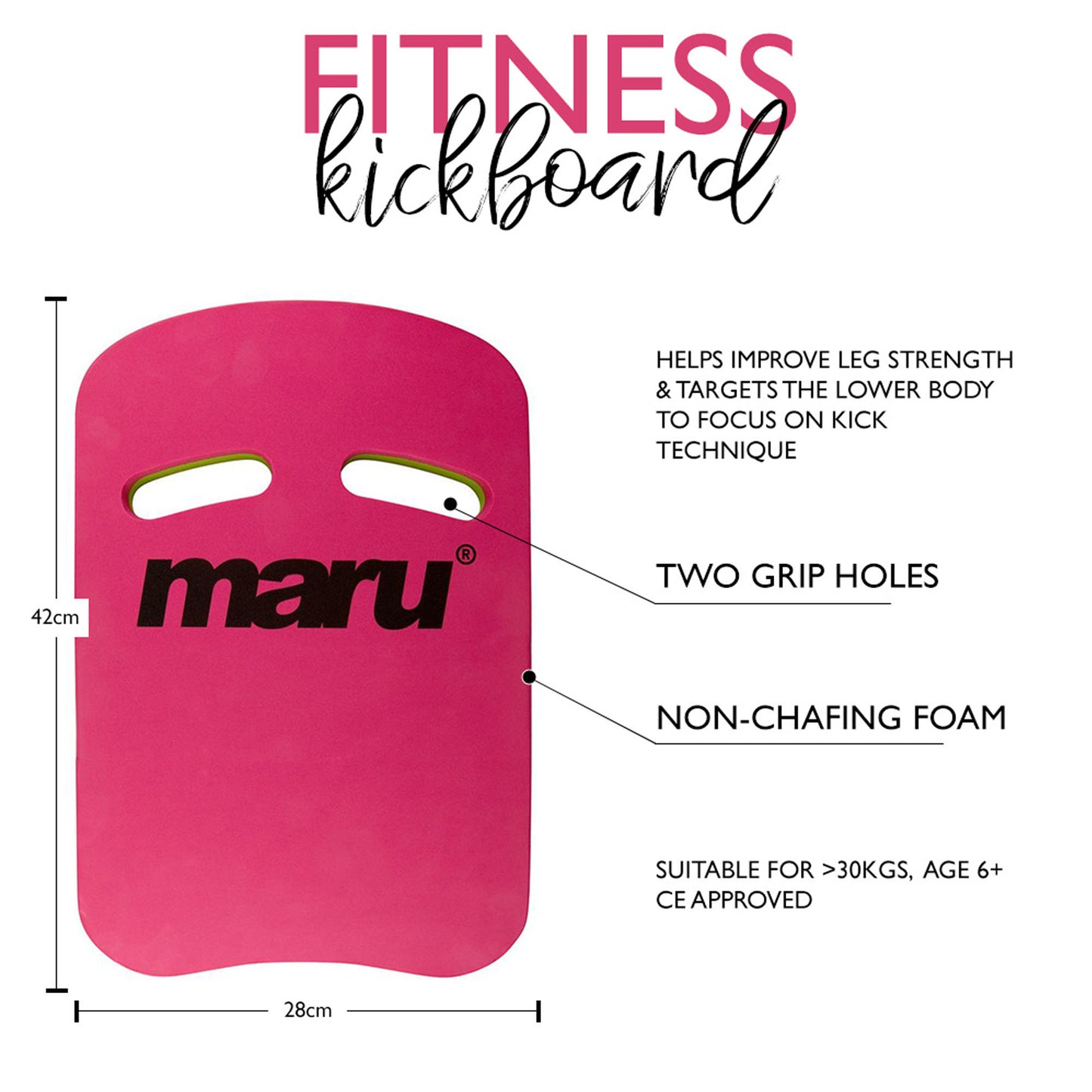 Maru Swim Kickboard - Pink and Lime
