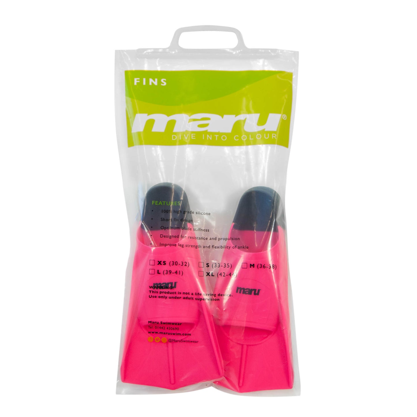 Maru Swim Training Fins - Pink/Black