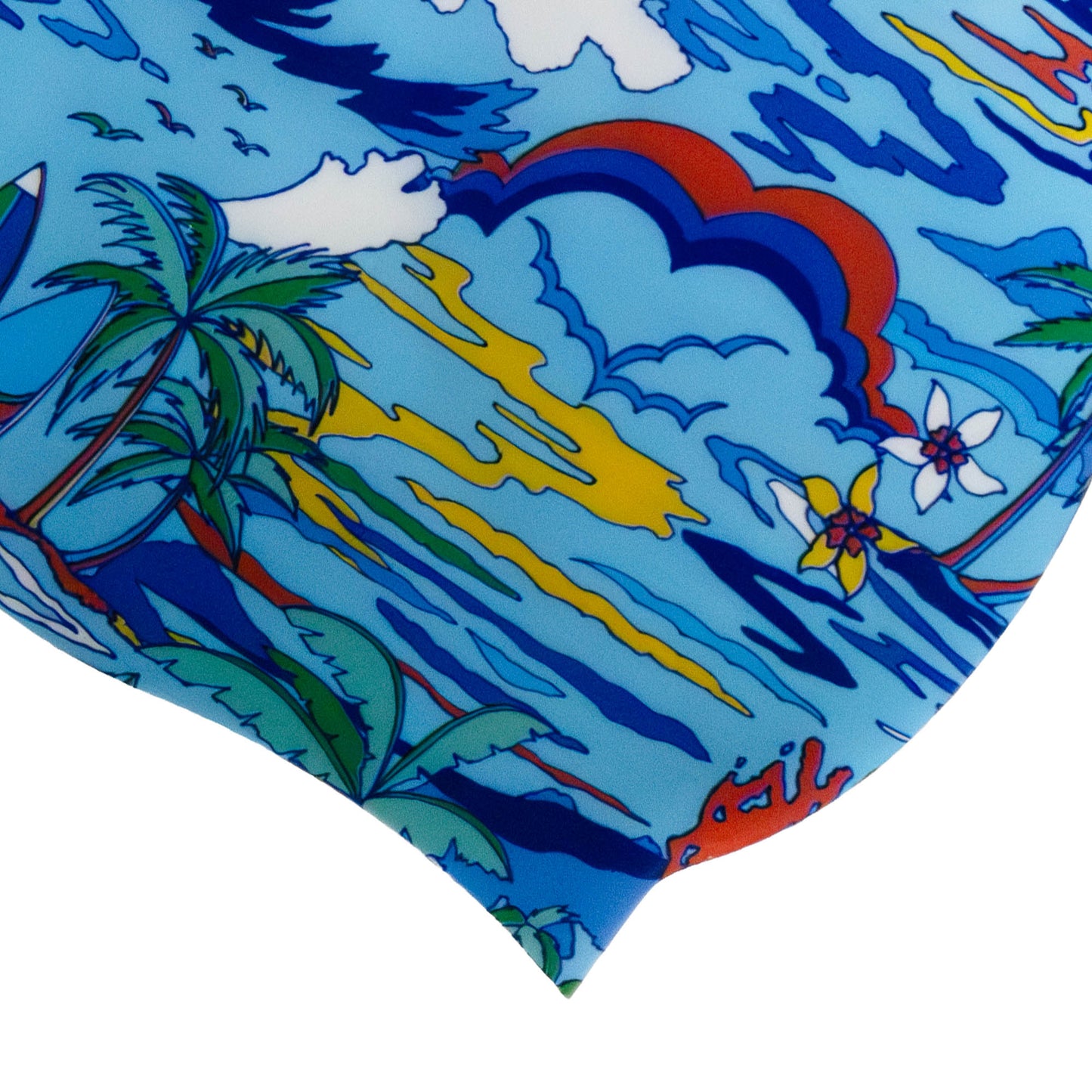 Silicone Swim Cap - Blue Hawaii Print