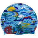 Silicone Swim Cap - Blue Hawaii Print