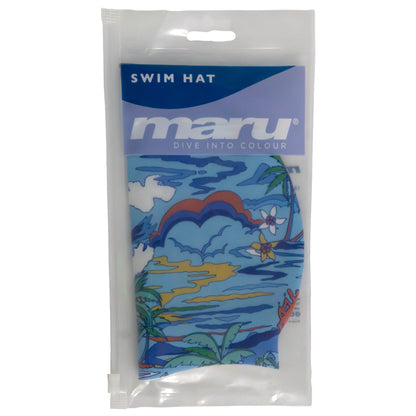 Silicone Swim Cap - Blue Hawaii Print