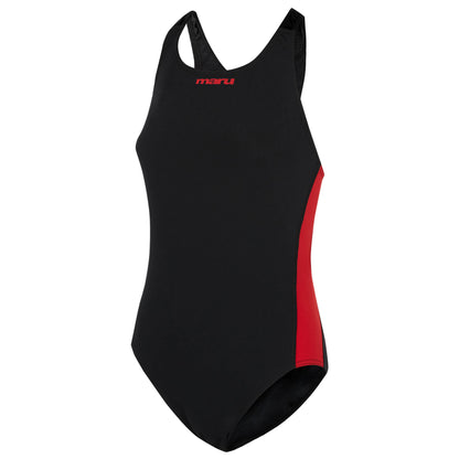 Black and Red Womens Panel Pacer Racer Back Swimsuit