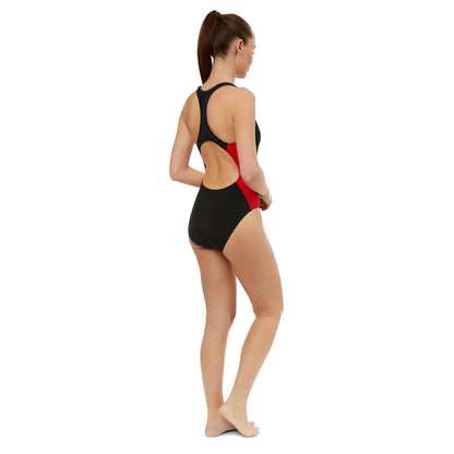 Black and Red Womens Panel Pacer Racer Back Swimsuit