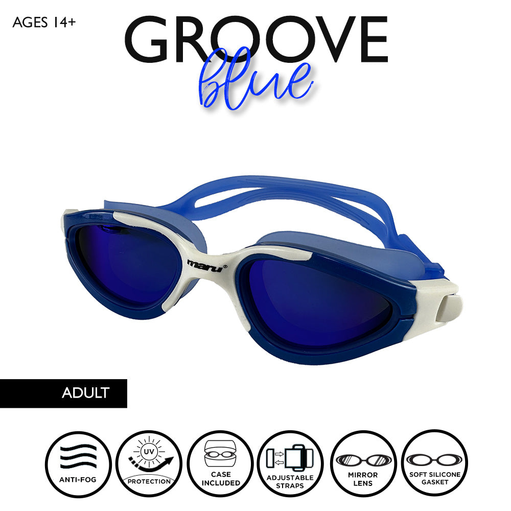Maru Groove Polarised Mirror Anti Fog Adult Swim Goggles - Blue