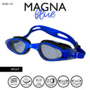 Maru Magna Swim Goggles Anti-Fog, Clear Vision with UV Protection, Blue and Black