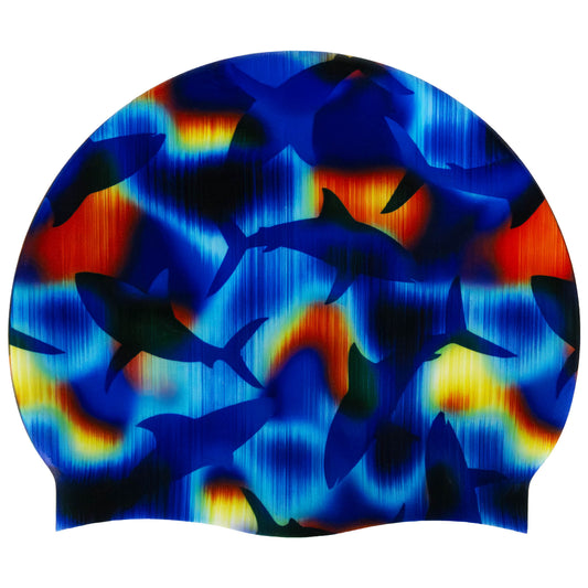 Silicone Swim Cap - Night Shark Print