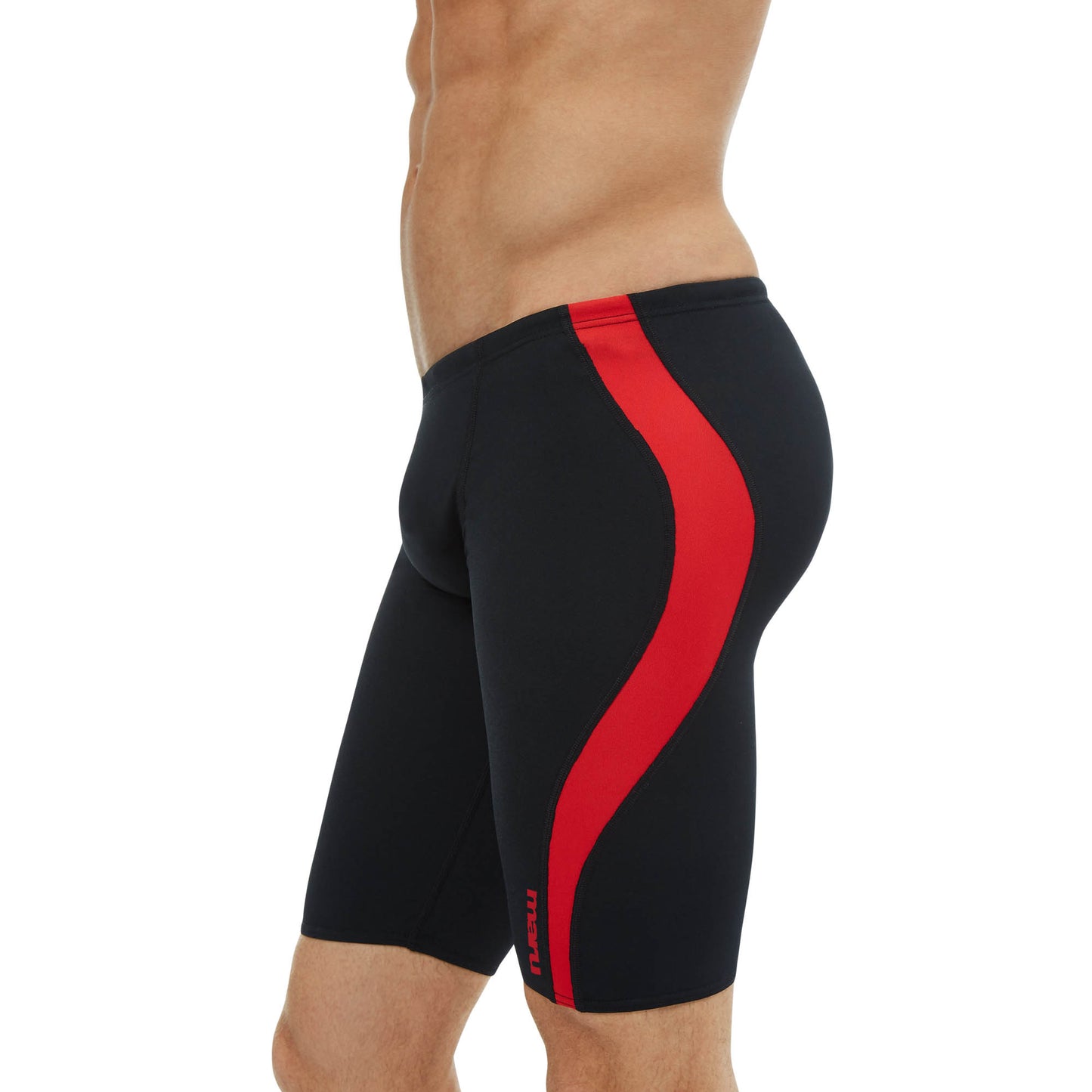 Black and Red Mens Panel Pacer Swim Jammers