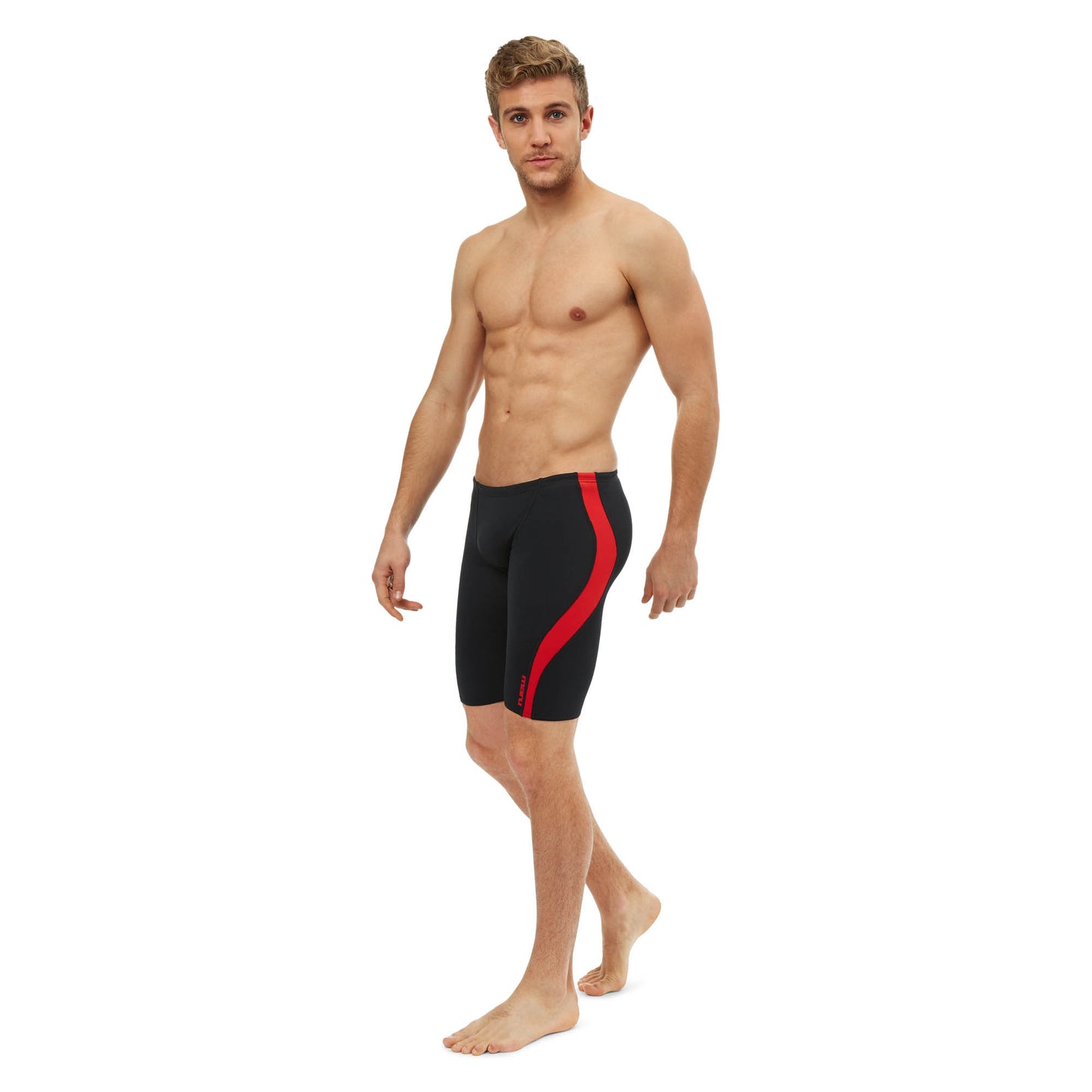Black and Red Mens Panel Pacer Swim Jammers