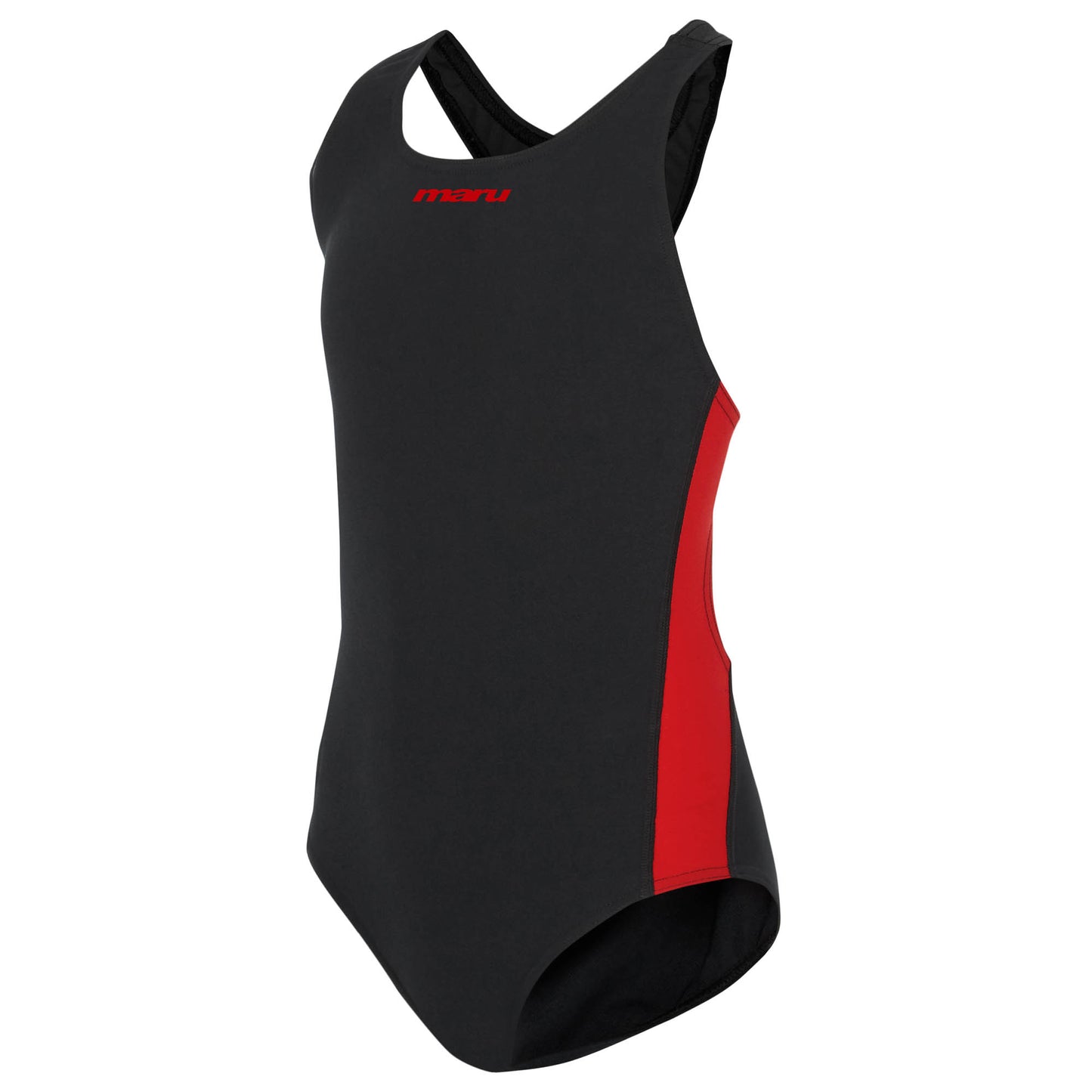 Black and Red Girls Panel Pacer Racer Back Swimsuit