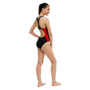 Black and Red Girls Panel Pacer Racer Back Swimsuit