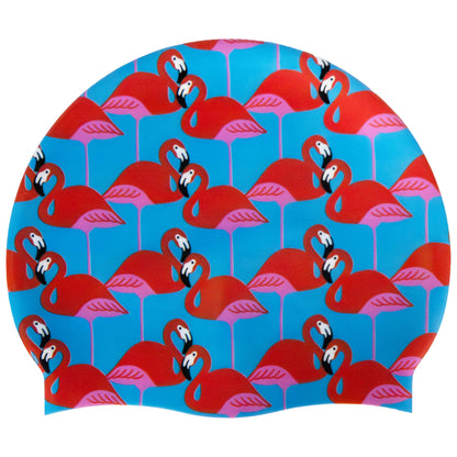 Silicone Swim Cap - Pretty Flamingo Print