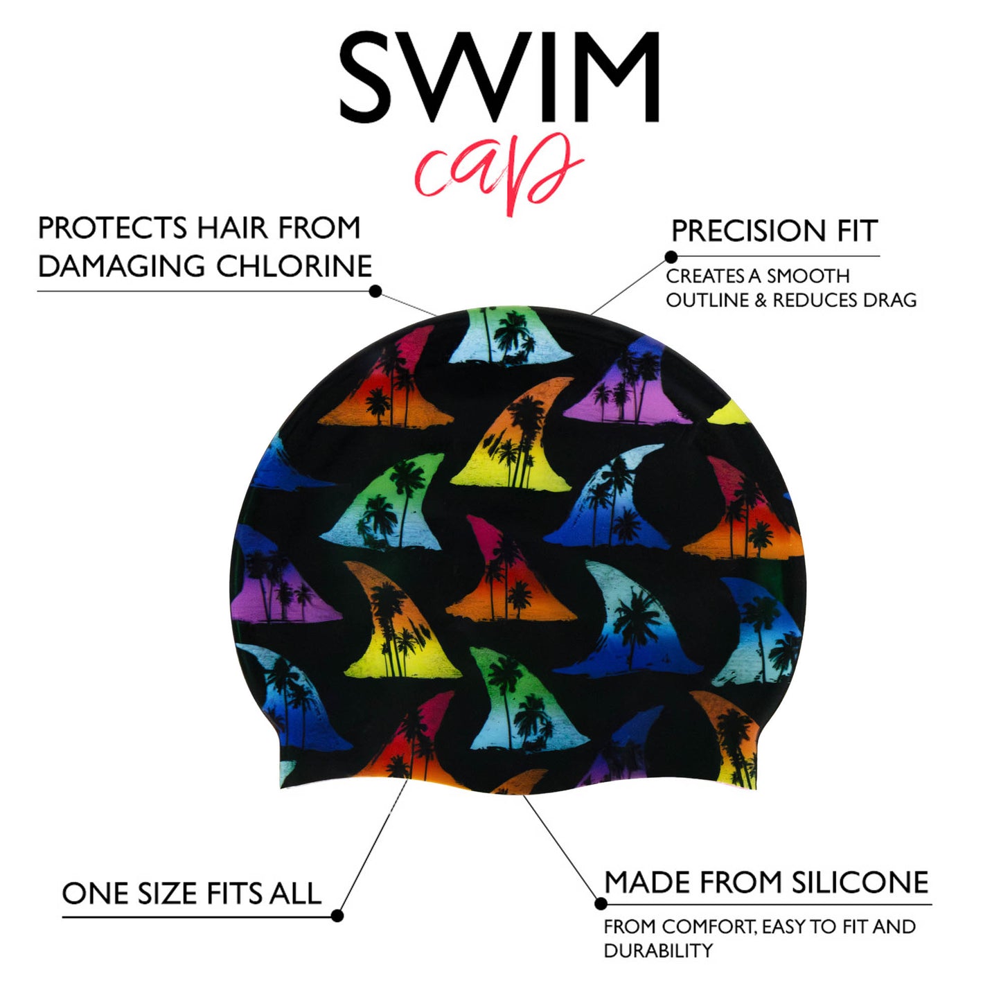 Silicone Swim Cap - Shark Bait Print