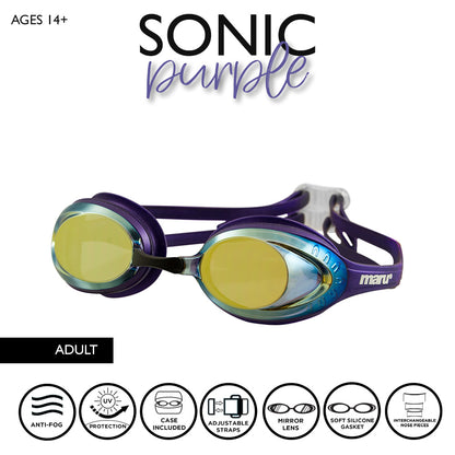 Lunettes de protection antibuée Sonic Mirror pour adultes - Violet, bleu et or