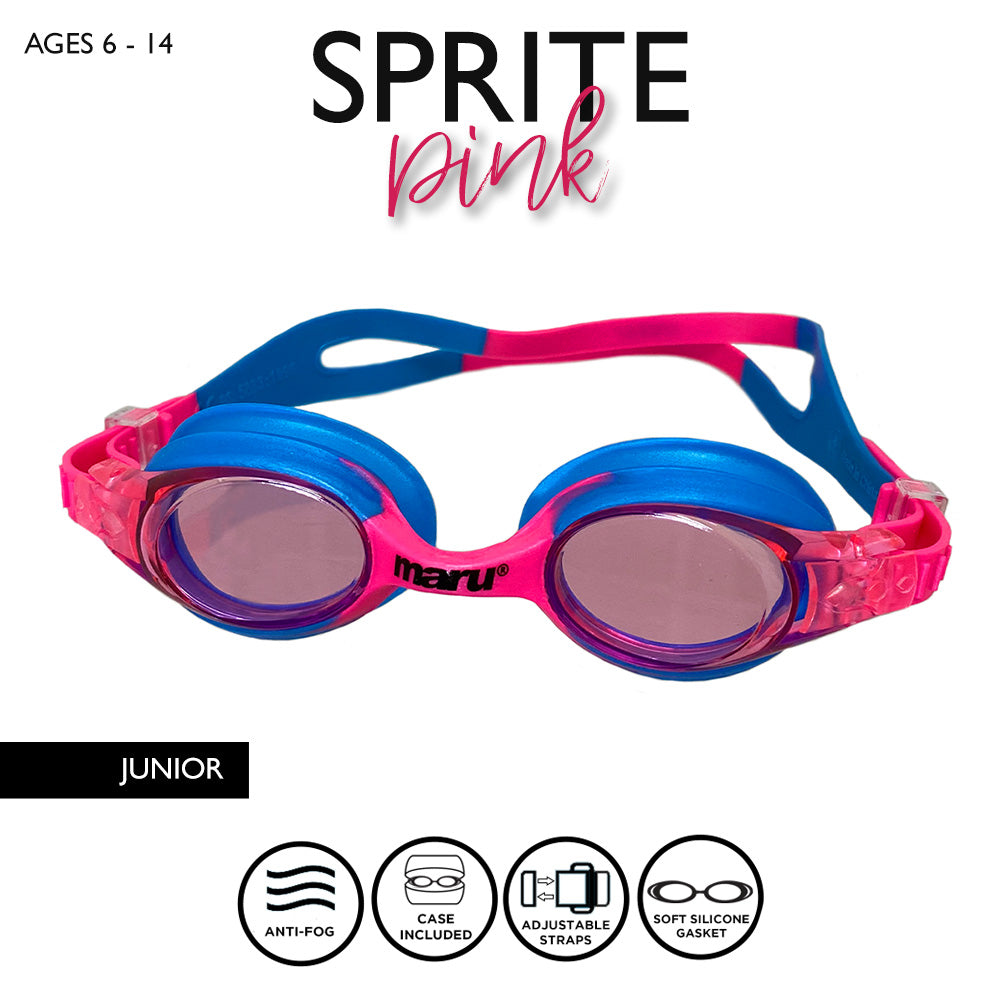Maru Sprite Anti-Fog Junior Swim Goggles - Pink and Blue