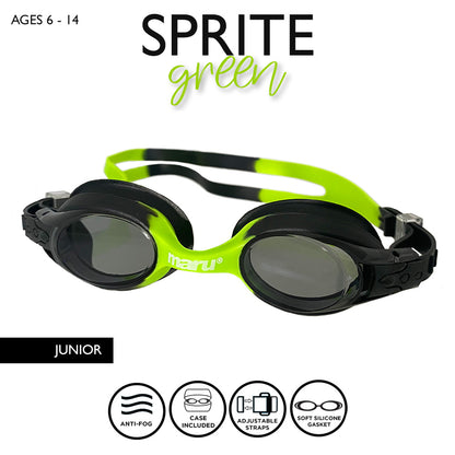 Maru Sprite Anti-Fog Junior Swim Goggles - Black and Green
