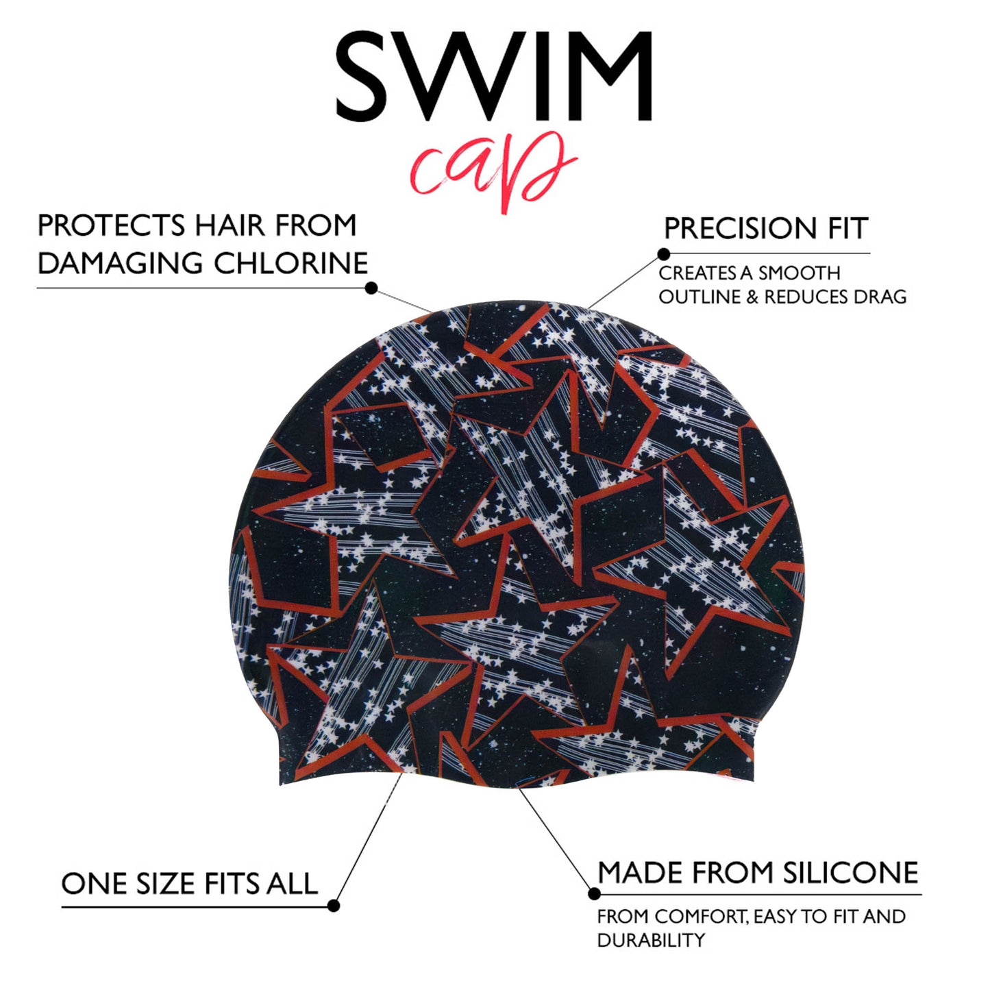 Silicone Swim Cap - Starz Print