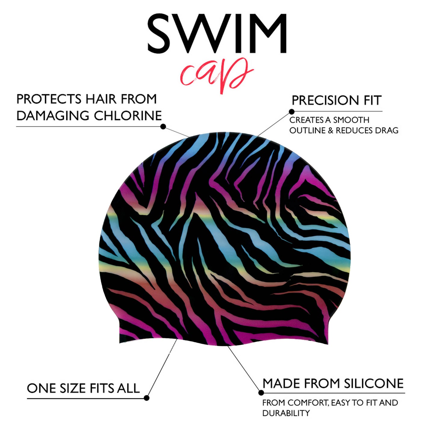 Silicone Swim Cap - Wild Thing Print