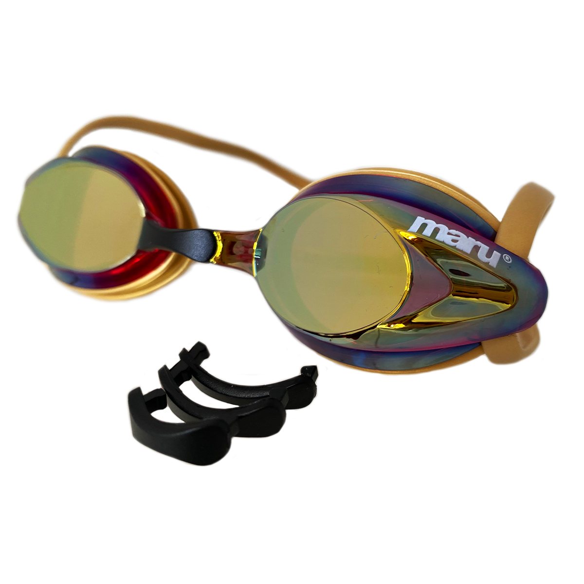 Pulse Mirror Anti Fog Goggles Gold Pink and Blue Maru Maru Swimwear
