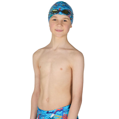 Silicone Swim Cap - Blue Hawaii Print