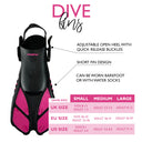 Maru Swim Dive Fins - Neon Pink and Black