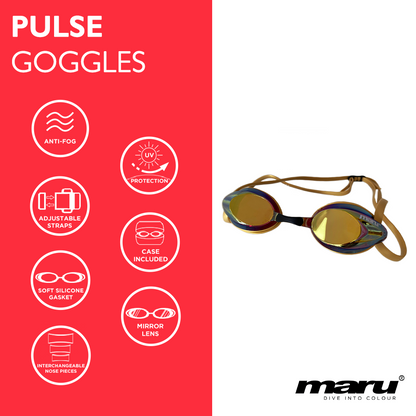 Pulse Mirror Anti-Fog-Schutzbrille für Erwachsene – Gold, Pink und Blau
