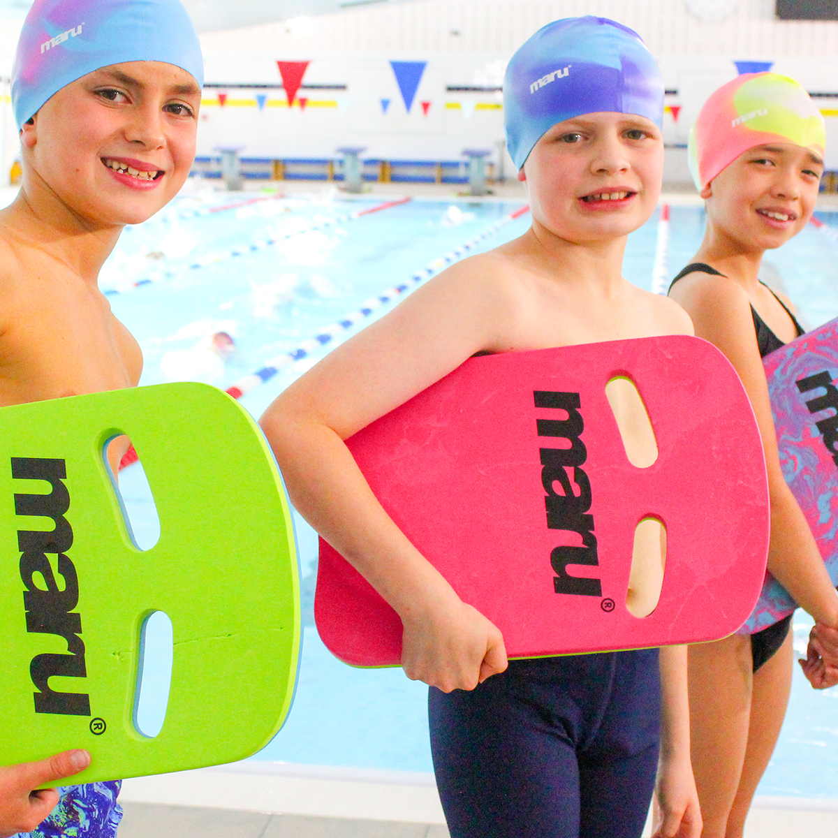 Silicone Swim Cap - Blue, Pink and Purple