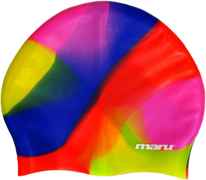 Bonnet de bain pour cheveux longs - Rose, bleu et rouge