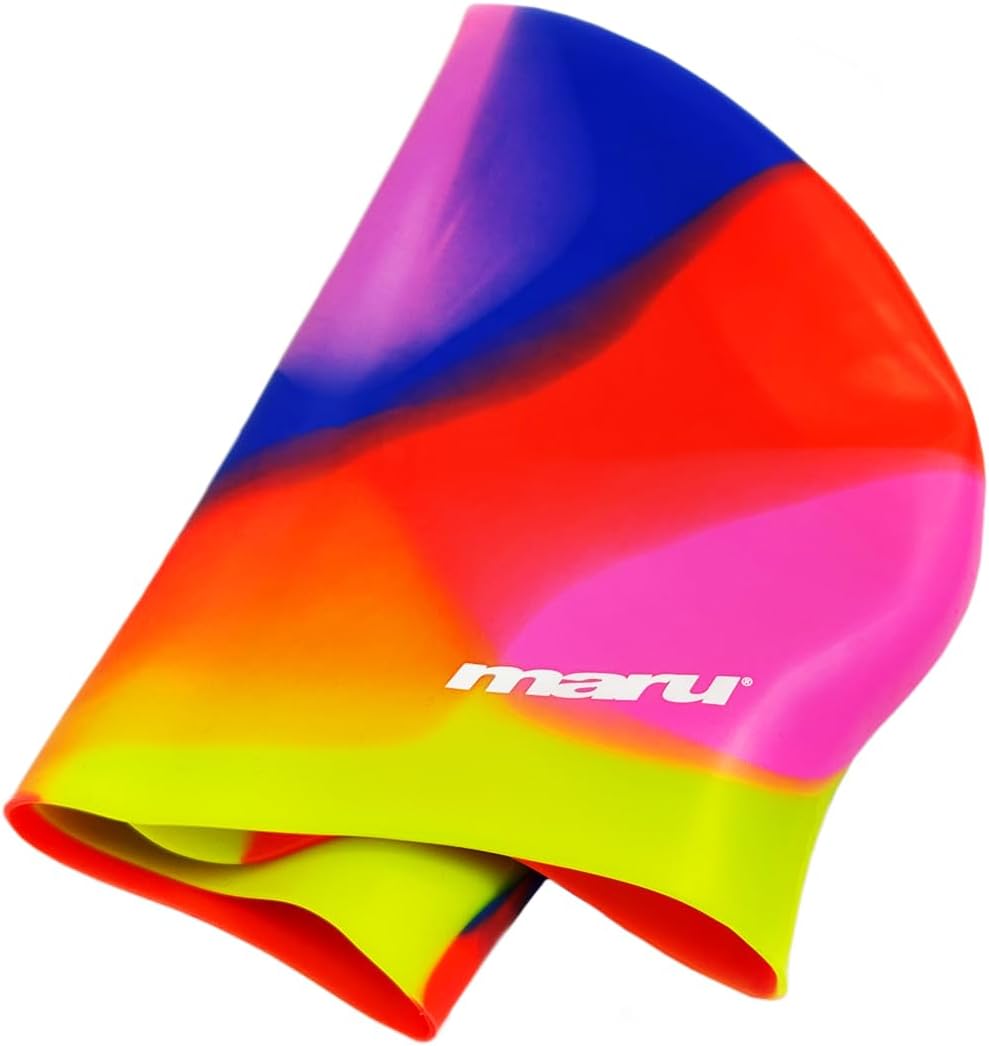 Bonnet de bain pour cheveux longs - Rose, bleu et rouge